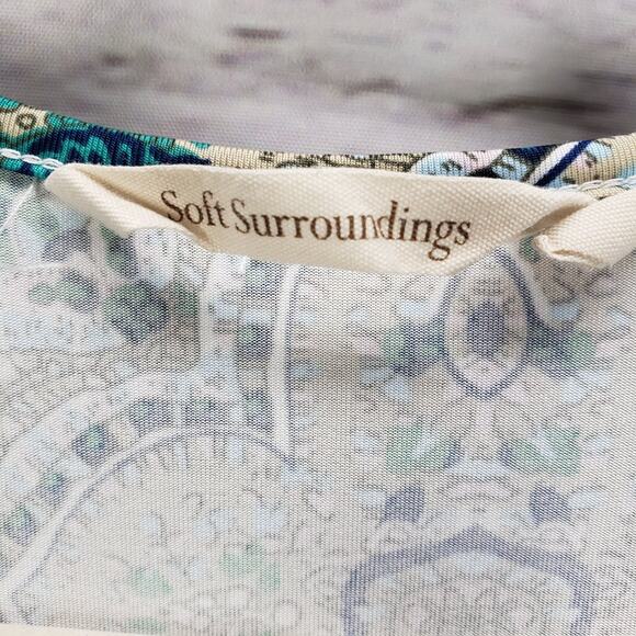 Soft Surroundings Teal and Cream Paisley Midi Dress - Picture 9 of 15